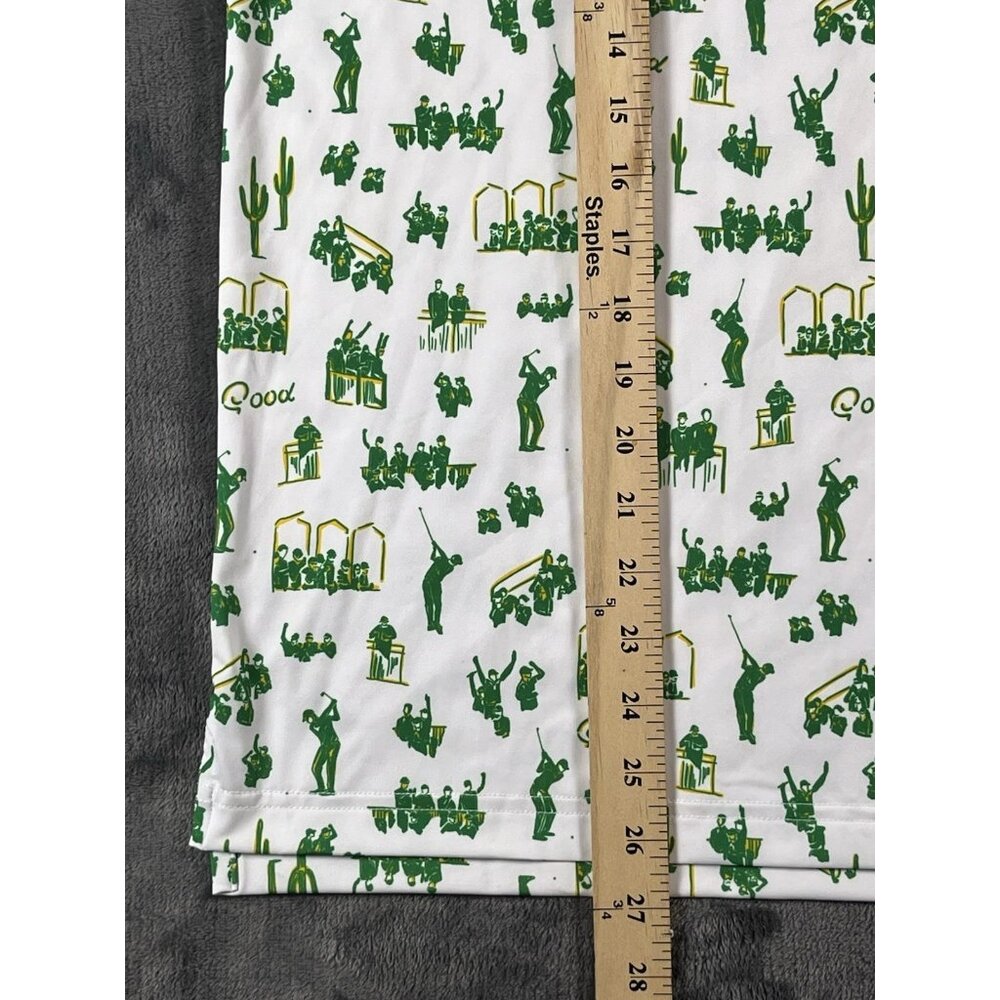 Good Good Golf Polo Shirt Mens M Green White Desert Print Performance Stretch - Picture 5 of 5
